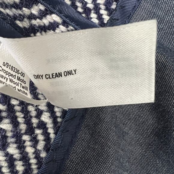 Gap Crop Moto Heavy Wool Twill Women's Jacket Navy & White Size XL - Picture 10 of 13
